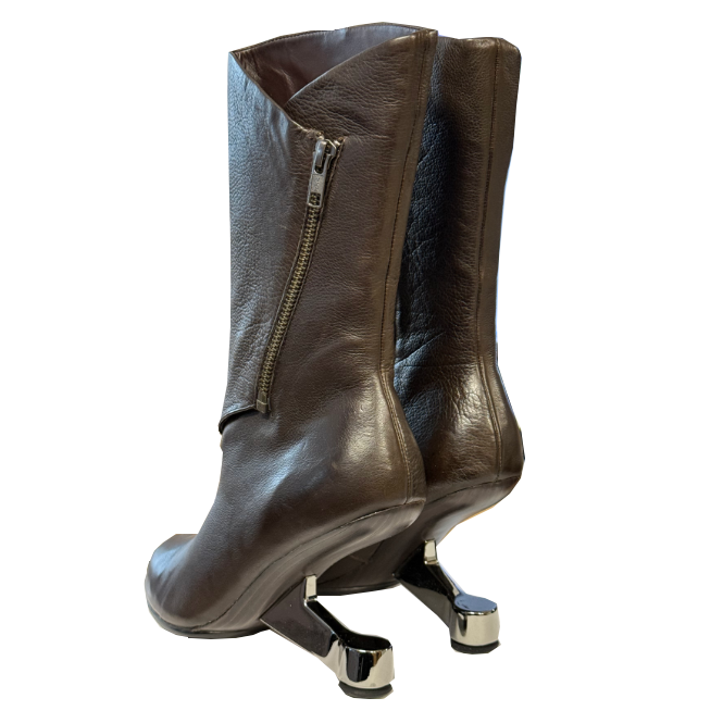 UN Eamz Zip Boot Dark Brown Nappa