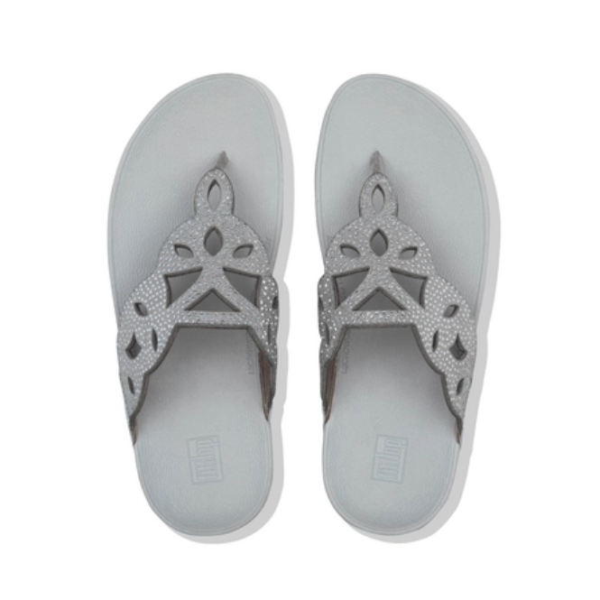 FitFlop Elora Crystal Toe Thongs Silver