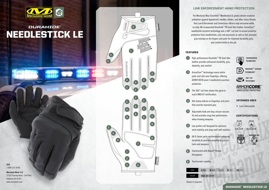 Mechanix Leather Needlestick Law Enforcement