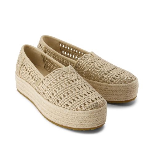 Toms Valencia Champagne Metallic Basket Weave