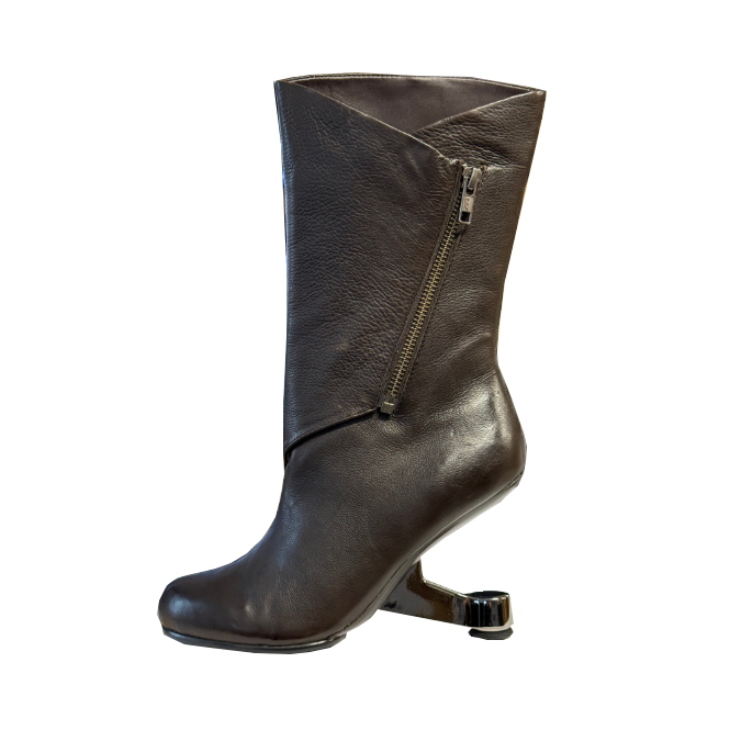 UN Eamz Zip Boot Dark Brown Nappa