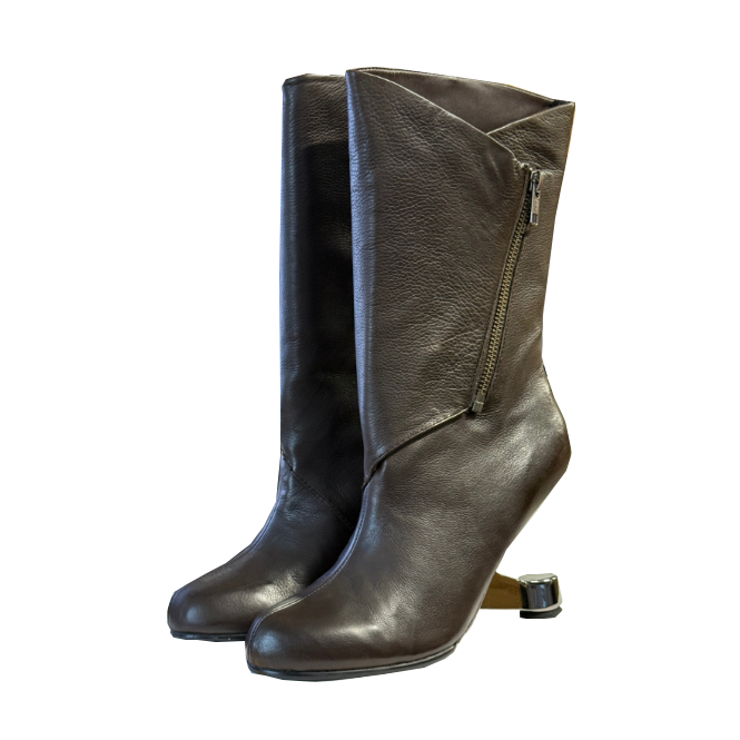 UN Eamz Zip Boot Dark Brown Nappa