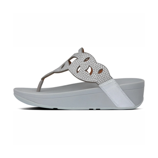 FitFlop Elora Crystal Toe Thongs Silver