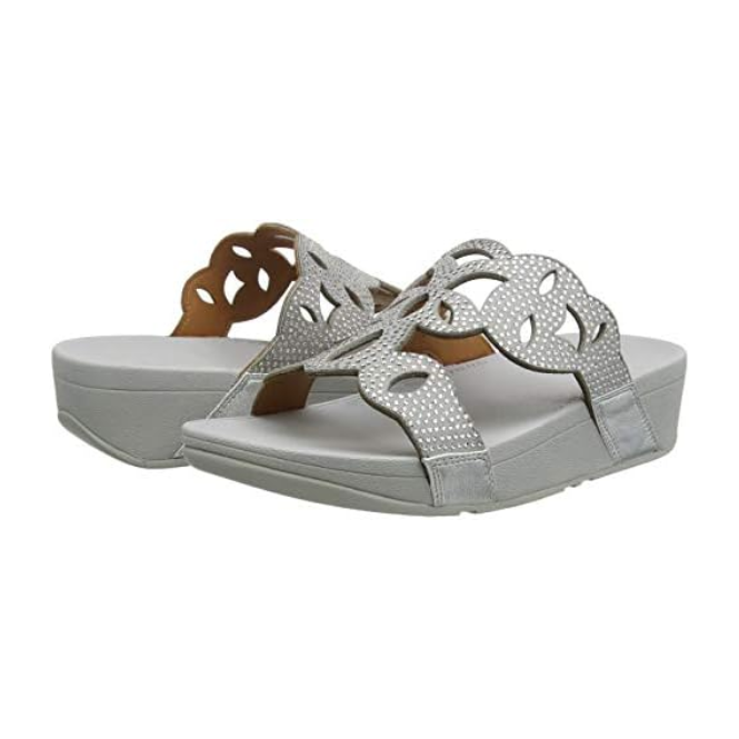 FitFlop Elora Crystal Toe Thongs Silver