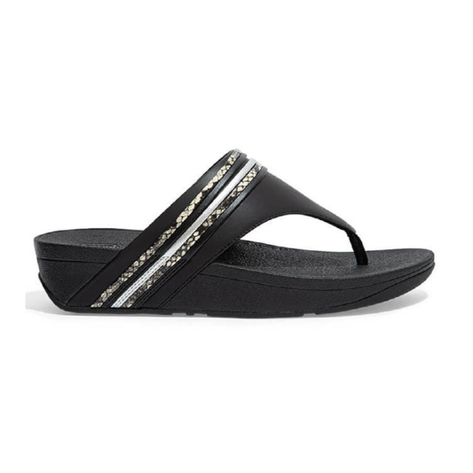 FitFlop Olive Snake Bangle Trim T-Post Sandals Black Mix