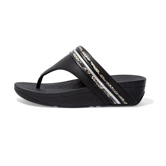 FitFlop Olive Snake Bangle Trim T-Post Sandals Black Mix