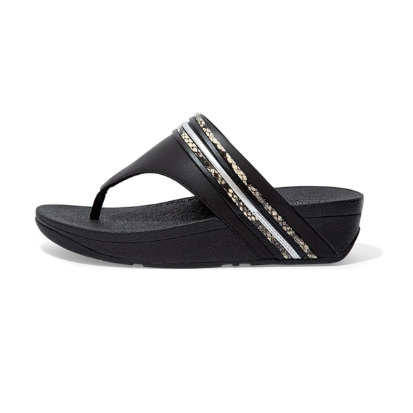 FitFlop Olive Snake Bangle Trim T-Post Sandals Black Mix
